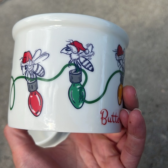The Christmas Honey Bee Butter Bell Crock Santa hat Store Fresh Butter NEW - Picture 10 of 13